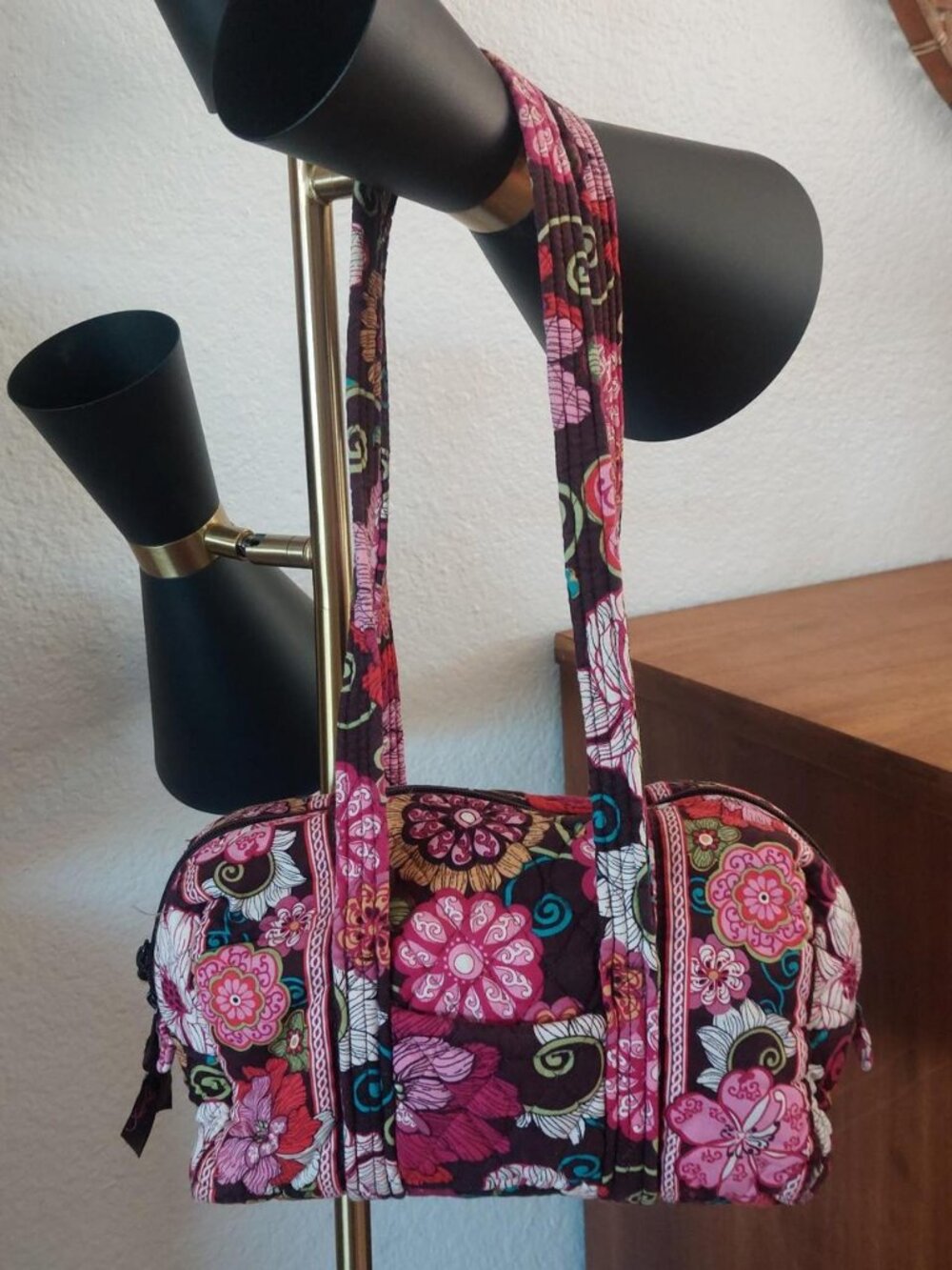 Vintage Vera Bradley Mod Floral Pink 100 Mini Duffle Bag Quilted Cotton Retired